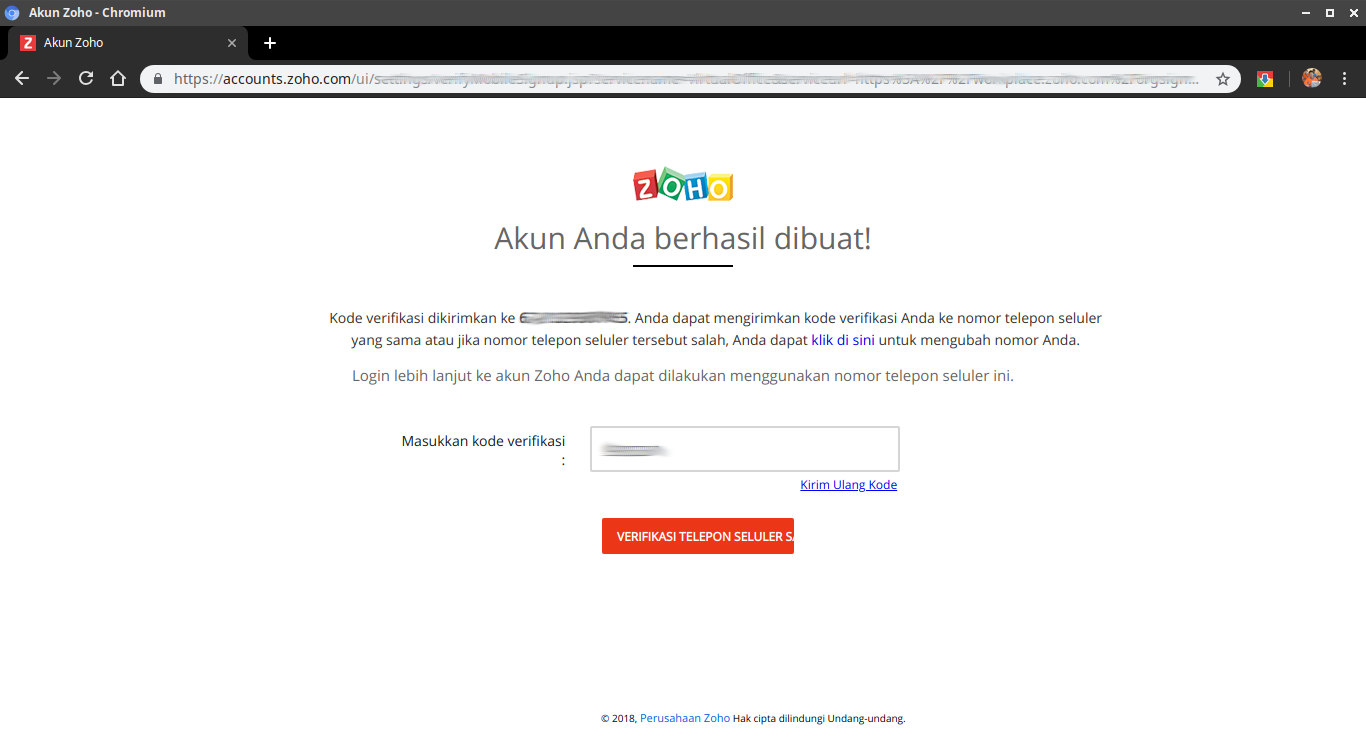Gambar 4: Verifikasi telepon selular