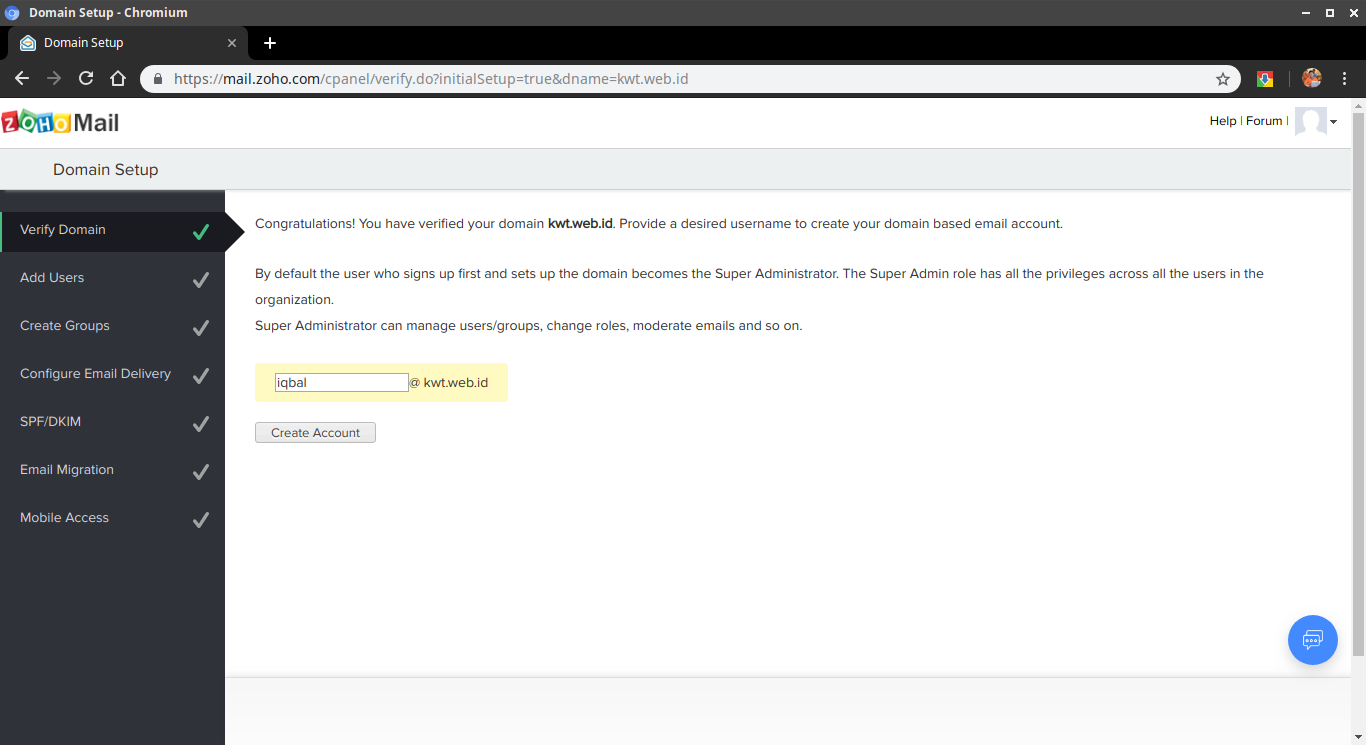 Gambar 9: Create Administrator Account 