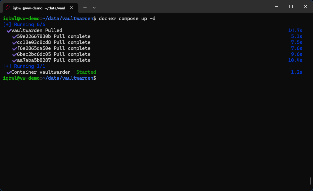 Start Vaultwarden using Docker Compose